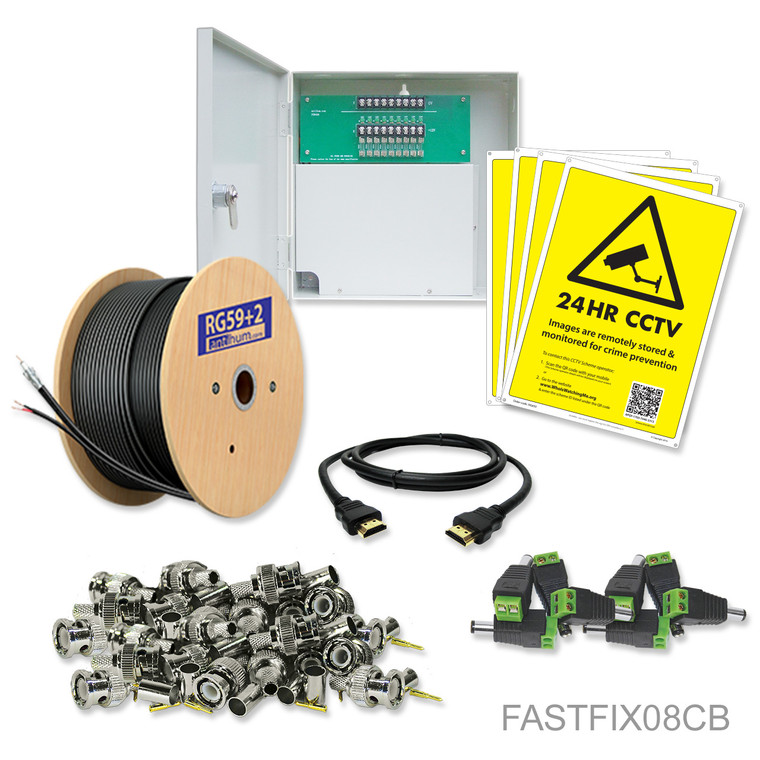 8ch Co-ax Fast Fix Kit with Wall-Mount PSU