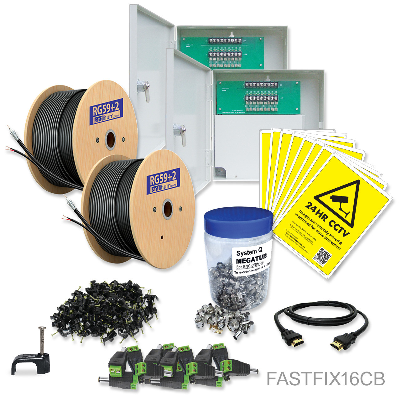 16ch Co-ax Fast Fix Kit with Wall-Mount PSU